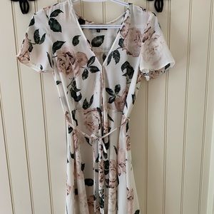 Dynamite Floral Mini Wrap Dress